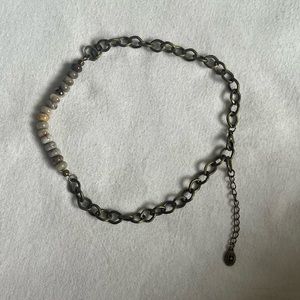 Brass Link Short Bamboo Agate Necklace